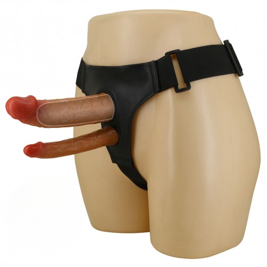 Темно-бежевый фаллопротез для двойного проникновения - 17,5 см. - Baile - купить с доставкой в Воронеже