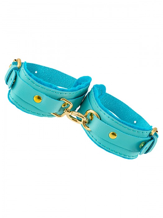 Голубые двуслойные кожаные оковы - Pecado - купить с доставкой в Воронеже