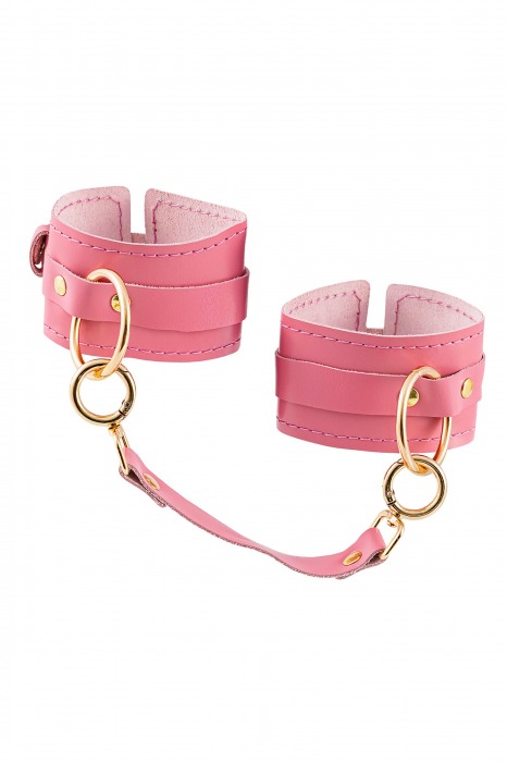 Розовые однослойные кожаные оковы - Pecado - купить с доставкой в Воронеже