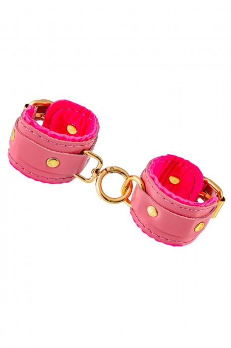 Розовые двуслойные кожаные наручники-браслеты - Pecado - купить с доставкой в Воронеже