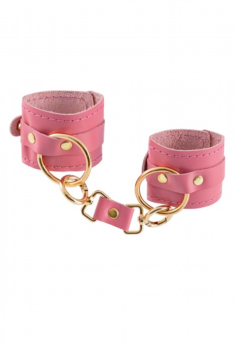 Розовые однослойные кожаные наручники - Pecado - купить с доставкой в Воронеже