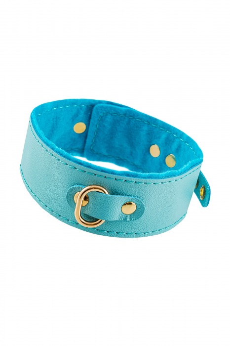 Голубой двуслойный кожаный ошейник с подкладкой из фетра - Pecado - купить с доставкой в Воронеже