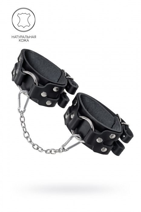 Черные кожаные оковы с двумя ремешками - Pecado - купить с доставкой в Воронеже