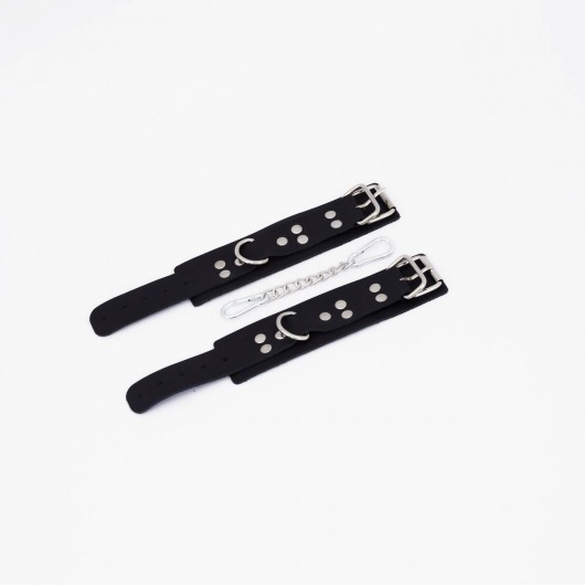 Черные кожаные наручники с регулируемыми ремешками - Crazy Handmade - купить с доставкой в Воронеже