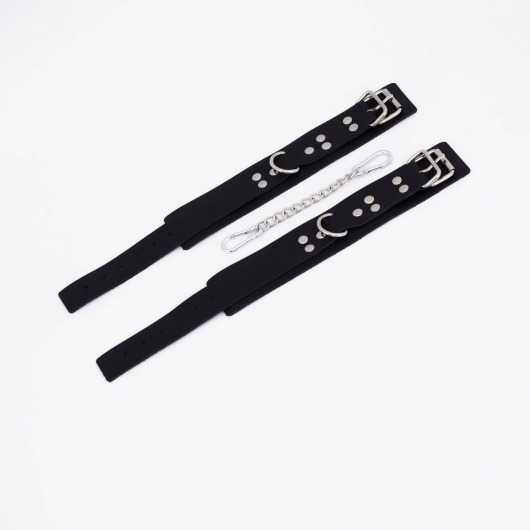 Черные кожаные оковы с регулируемыми ремешками - Crazy Handmade - купить с доставкой в Воронеже