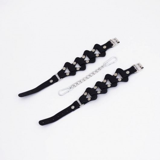 Черные кожаные оковы из звеньев - Crazy Handmade - купить с доставкой в Воронеже