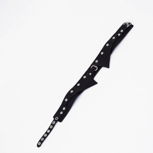 Черный однослойный кожаный ошейник с имитацией воротничка - Crazy Handmade - купить с доставкой в Воронеже