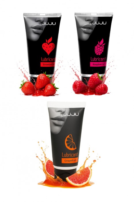 Набор из 3 съедобных лубрикантов JUJU (клубника, малина, грейпфрут) - JuJu - купить с доставкой в Воронеже
