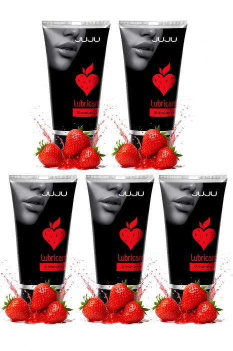 Набор из 5 съедобных лубрикантов JUJU со вкусом клубники - JuJu - купить с доставкой в Воронеже