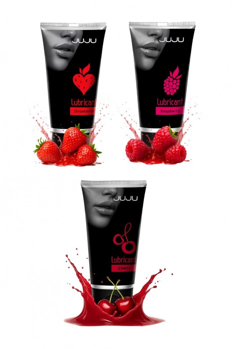 Набор из 3 съедобных лубрикантов JUJU (клубника, малина, вишня) - JuJu - купить с доставкой в Воронеже