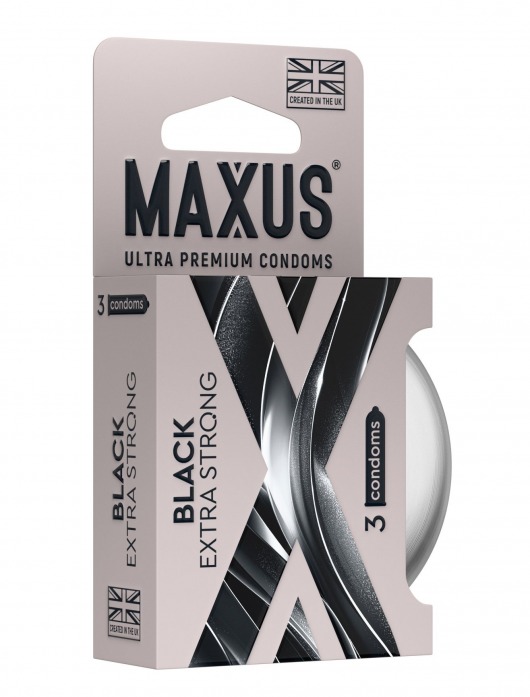 Черные утолщенные презервативы MAXUS Extra Strong с железным кейсом - 3 шт. - Maxus - купить с доставкой в Воронеже