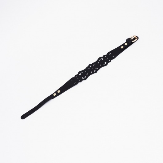 Черный ажурный чокер с золотистой фурнитурой - Crazy Handmade - купить с доставкой в Воронеже