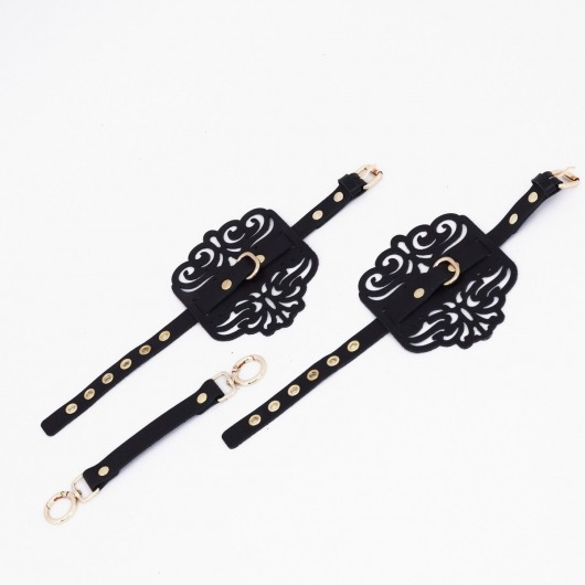 Черный фигурные оковы с золотистой фурнитурой - Crazy Handmade - купить с доставкой в Воронеже