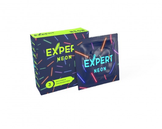 Светящиеся в темноте презервативы Expert Neon - 3 шт. - Expert - купить с доставкой в Воронеже
