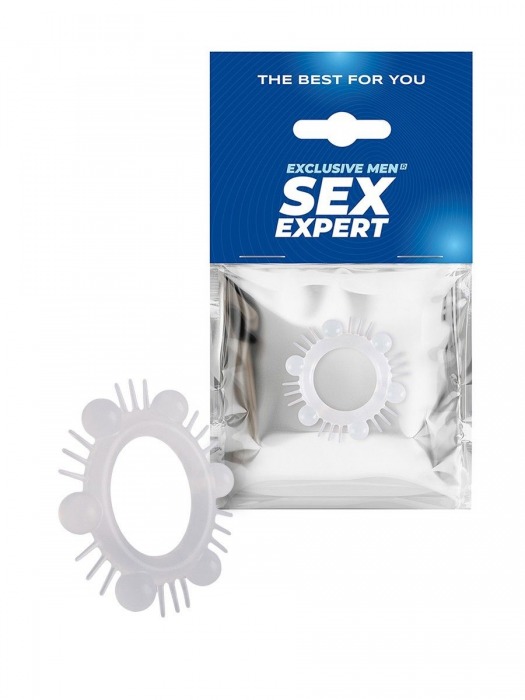 Эластичное эрекционное кольцо с шипиками и шариками - Sex Expert - в Воронеже купить с доставкой