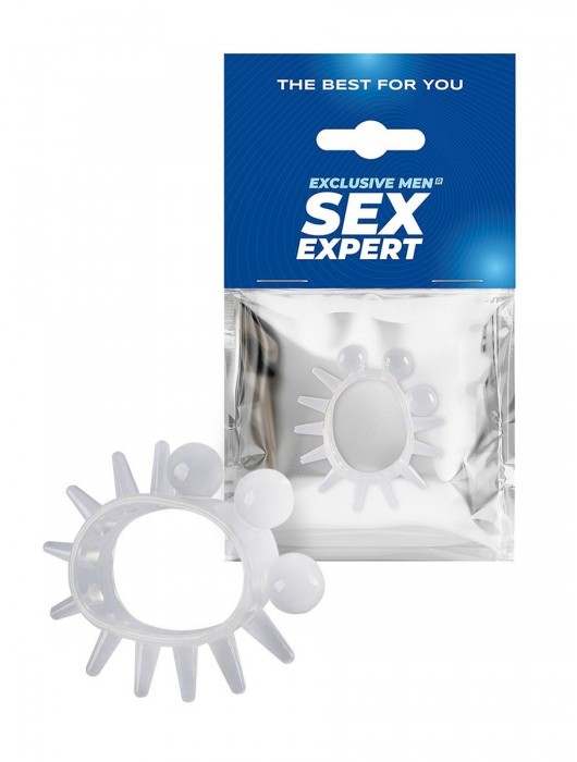 Эластичное эрекционное кольцо с шариками и лучами - Sex Expert - в Воронеже купить с доставкой
