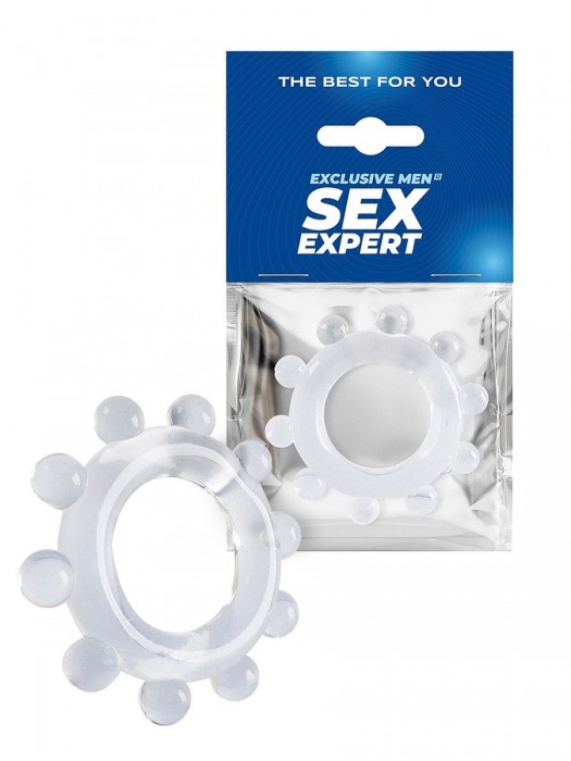 Прозрачное эрекционное кольцо со стимулирующими шариками - Sex Expert - в Воронеже купить с доставкой