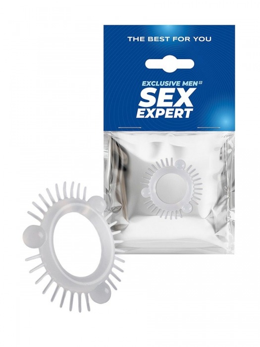 Эластичное эрекционное кольцо с 3 шариками и шипами - Sex Expert - в Воронеже купить с доставкой