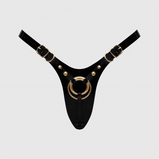 Черный пояс для фиксации насадок Strap-On-Me Leatherette Harness Fabulous - Strap-on-me - купить с доставкой в Воронеже