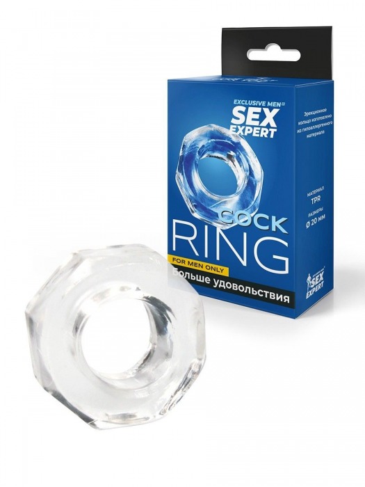 Прозрачное эрекционное кольцо в форме гайки - Sex Expert - в Воронеже купить с доставкой
