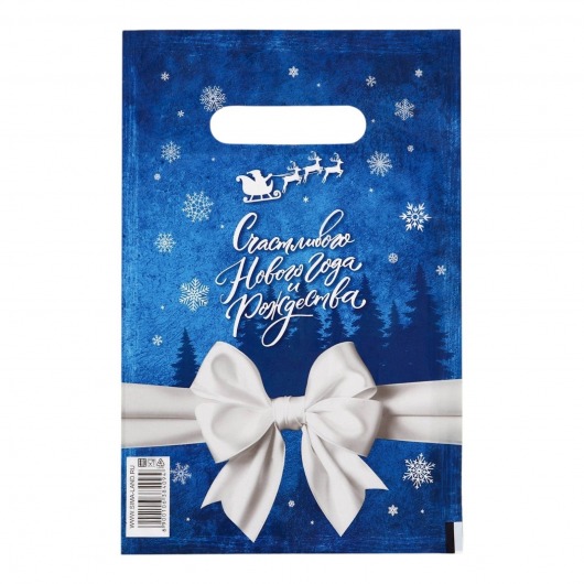 Сине-белый подарочный новогодний пакет с вырубной ручкой (20х30 см) - Сима-Ленд - купить с доставкой в Воронеже