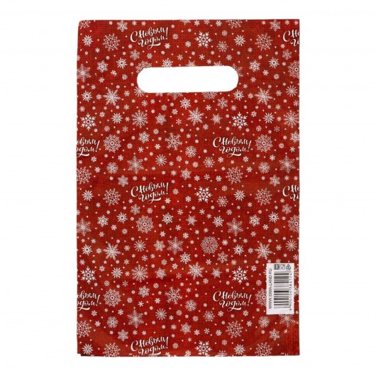 Красный подарочный новогодний пакет с вырубной ручкой (20х30 см) - Сима-Ленд - купить с доставкой в Воронеже