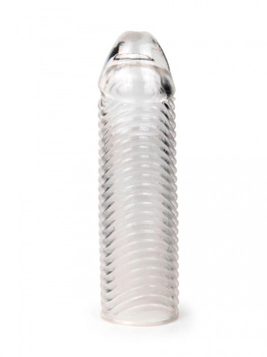 Прозрачная закрытая насадка на пенис с ребрышками - 16 см. - Sex Expert - в Воронеже купить с доставкой