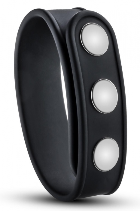 Черное эрекционное кольцо на кнопках - Blush Novelties - в Воронеже купить с доставкой