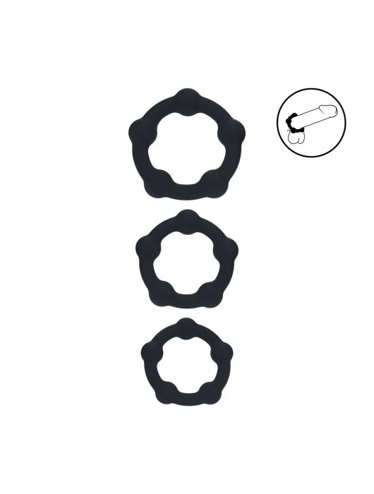 Набор из 3 эрекционных колец Beaded Silicone Cockring Set - Shots Media BV - в Воронеже купить с доставкой