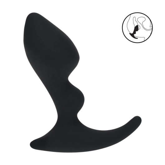 Черная анальная пробка для массажа простаты Double Ripple Silicone Prostate Massager - Shots Media BV - в Воронеже купить с доставкой
