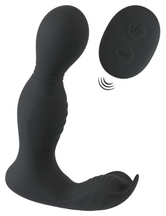 Черная анальная пробка с вибрацией, вращением и пультом ДУ RC Butt Plug with 2 Functions - Orion - в Воронеже купить с доставкой