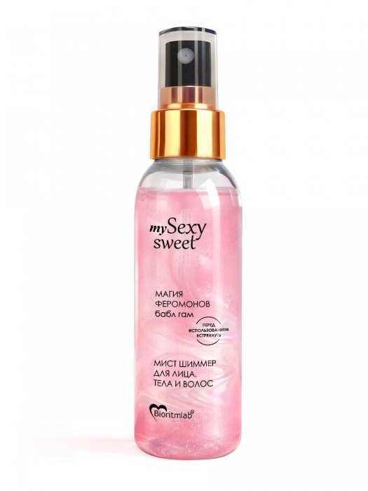 Мист для лица, тела и волос Sexy Sweet с ароматом бабл-гам, шиммером и феромонами - 95 мл. -  - Магазин феромонов в Воронеже