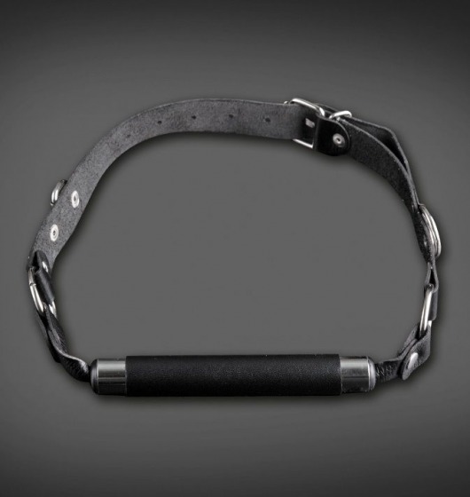 Чёрный кляп-трензель на кожаных ремешках с застёжкой - Sitabella - купить с доставкой в Воронеже