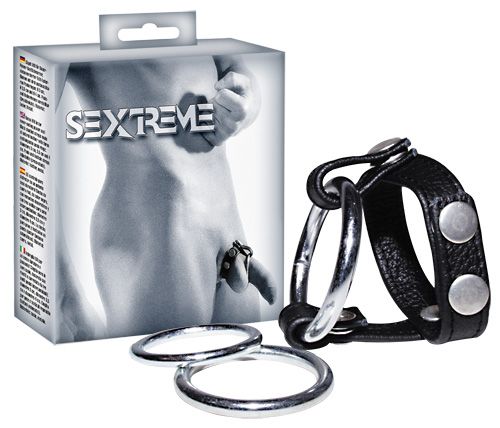 Подхват для мошонки с 3 съемными эрекционными кольцами Leder-Riemen - Orion - в Воронеже купить с доставкой