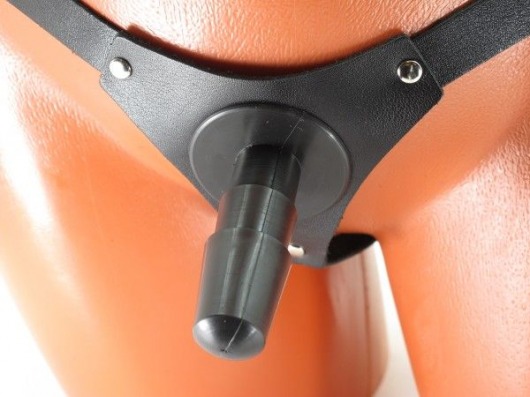 Черные кожаные трусики со штырьком для насадок - БДСМ Арсенал - купить с доставкой в Воронеже