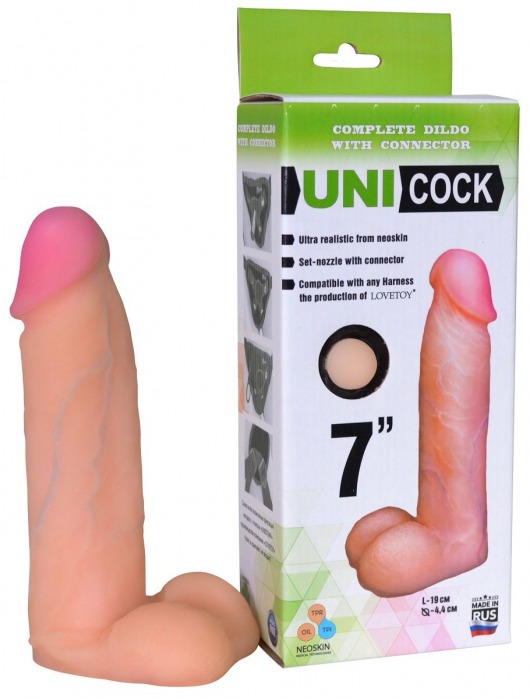 Фаллическая насадка Харнесс UNICOCK 7  - 19 см. - LOVETOY (А-Полимер) - купить с доставкой в Воронеже
