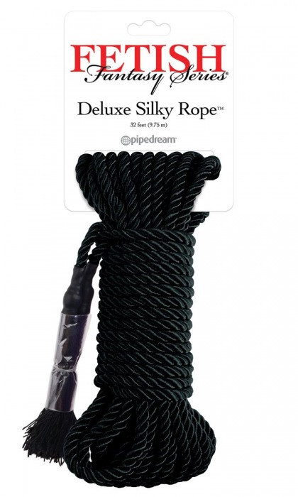 Черная веревка для фиксации Deluxe Silky Rope - 9,75 м. - Pipedream - купить с доставкой в Воронеже