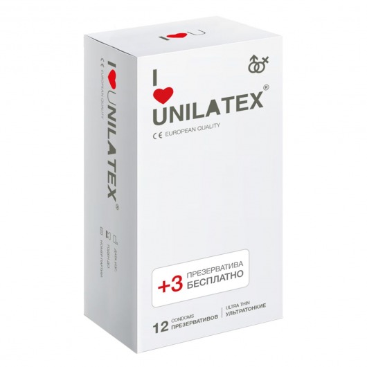 Ультратонкие презервативы Unilatex Ultra Thin - 12 шт. + 3 шт. в подарок - Unilatex - купить с доставкой в Воронеже