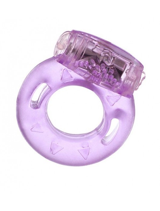Фиолетовое эрекционное кольцо с виброэлементом в верхней части - Toyfa Basic - в Воронеже купить с доставкой