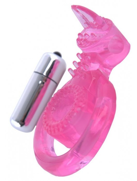 Розовая вибронасадка со стимулятор клитора   Язычок - Toyfa Basic - в Воронеже купить с доставкой