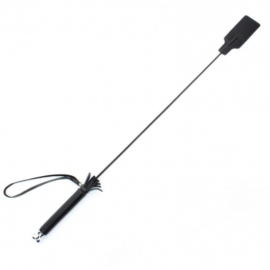 Чёрный кожаный стек с прямоугольным наконечником - 66 см. - БДСМ Арсенал - купить с доставкой в Воронеже