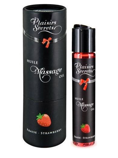 Массажное масло с ароматом клубники Huile de Massage Gourmande Fraise des Bois - 59 мл. - Plaisir Secret - купить с доставкой в Воронеже