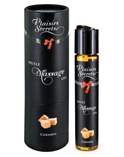 Массажное масло с ароматом карамели Huile de Massage Gourmande Caramel - 59 мл. - Plaisir Secret - купить с доставкой в Воронеже