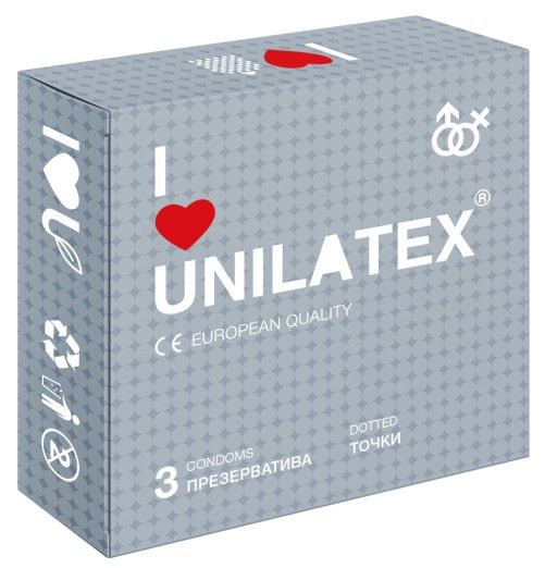 Презервативы с точками Unilatex Dotted - 3 шт. - Unilatex - купить с доставкой в Воронеже