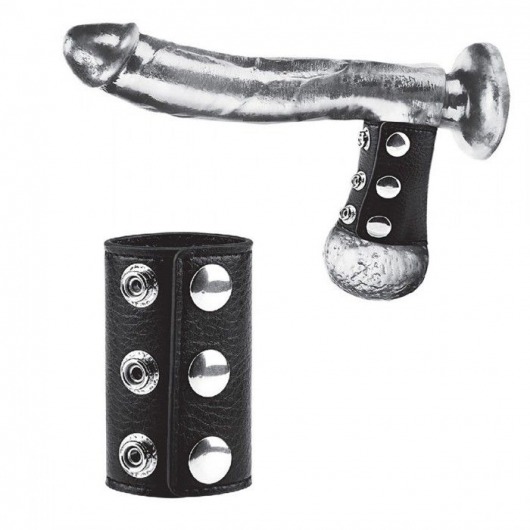 Чёрная утяжка на кнопках 100% PVC STRAP WITH METAL SNAP - BlueLine - купить с доставкой в Воронеже