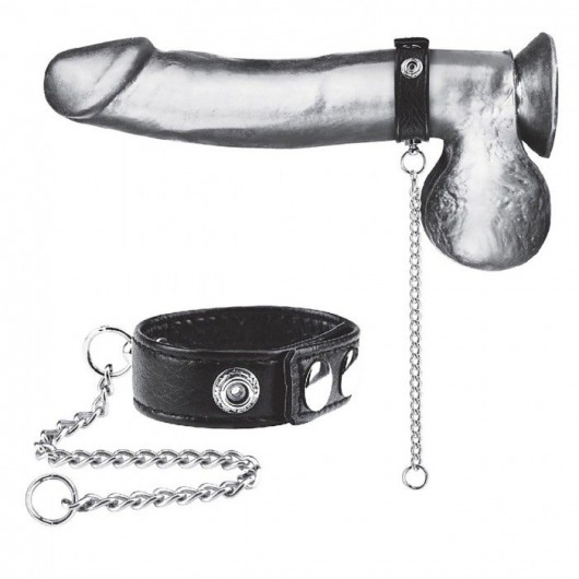 Утяжка на пенис с поводком Snap Cock Ring With 12  Leash - BlueLine - купить с доставкой в Воронеже