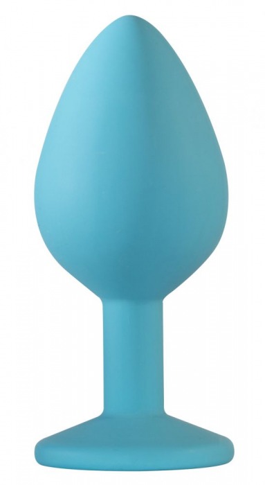 Средняя голубая анальная пробка Emotions Cutie Medium с розовым кристаллом - 8,5 см. - Lola Games - купить с доставкой в Воронеже