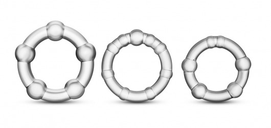 Набор из 3 прозрачных эрекционных колец Stay Hard Beaded Cockrings - Blush Novelties - в Воронеже купить с доставкой