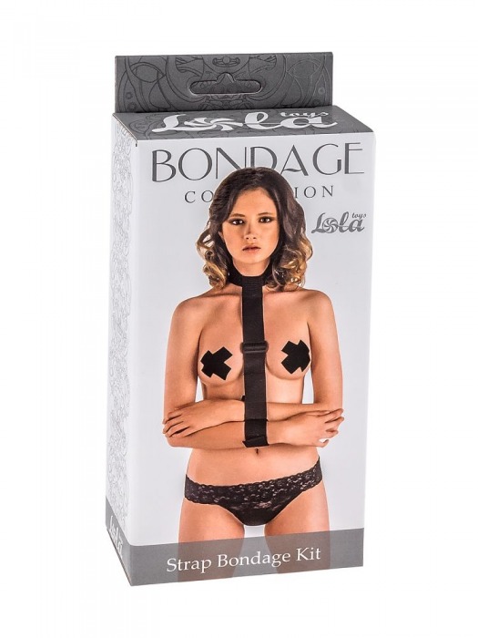 Ошейник с длинной лентой и наручниками Strap Bondage Kit Plus Size - Lola Games - купить с доставкой в Воронеже
