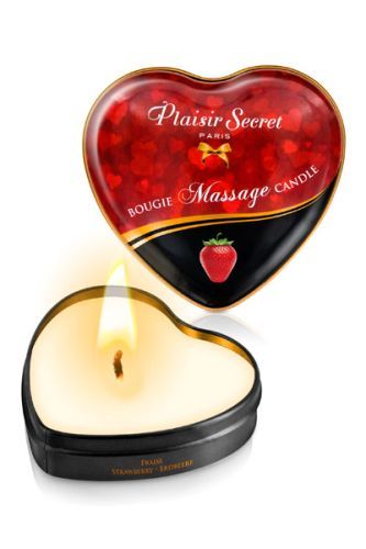 Массажная свеча с ароматом клубники Bougie Massage Candle - 35 мл. - Plaisir Secret - купить с доставкой в Воронеже